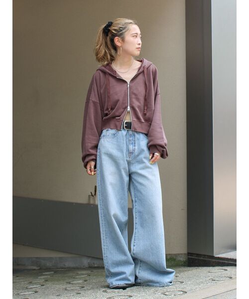 Ungrid（アングリッド）の「ダブルジップヴィンテージショートパーカー（パーカー・レディース・ブラウン/チャコールグレー/アイボリー・FREE）」の16枚目の写真