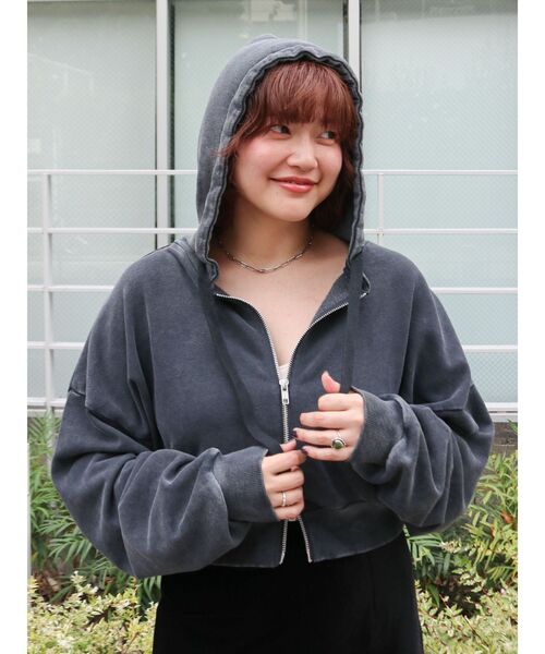 Ungrid（アングリッド）の「ダブルジップヴィンテージショートパーカー（パーカー・レディース・ブラウン/チャコールグレー/アイボリー・FREE）」の22枚目の写真