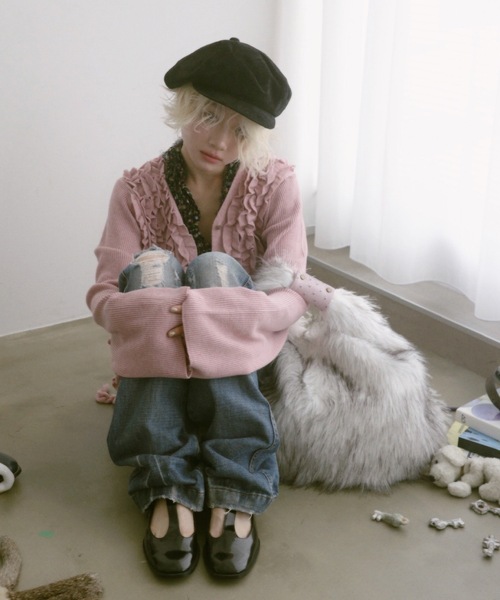 igi(イジ)の「IVY FRILL CARDI / フリルカーディガン(カーディガン/ボレロ・レディース・グレー/ピンク/ブラウン・FREE)」の10枚目の写真