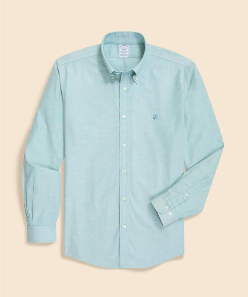 BROOKS BROTHERS(ブルックスブラザーズ)の「ストレッチオックスフォード GFロゴ シーズナルカラー カジュアルシャツ Regular Fit(シャツ/ブラウス・メンズ・グリーン/レッド・MEDIUM/X-LARGE/LARGE/SMALL/X-SMALL)」の1枚目の写真
