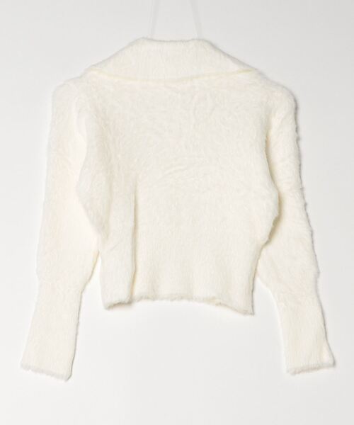 ampm（エーエムピーエム）の「シャギーニットカラープルオーバー（ニット/セーター・レディース・オフホワイト/ベージュ/グリーン・FREE）」の4枚目の写真