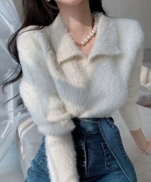 ampm（エーエムピーエム）の「シャギーニットカラープルオーバー（ニット/セーター）」