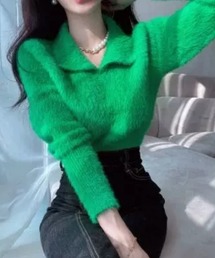 ampm（エーエムピーエム）の「シャギーニットカラープルオーバー（ニット/セーター）」