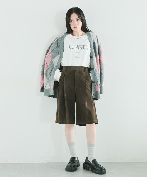 RAGEBLUE(レイジブルー)の「タックハーフパンツ/セットアップ対応(スラックス・レディース・グレー系/ブラック系/ブラウン系・FREE)」の12枚目の写真