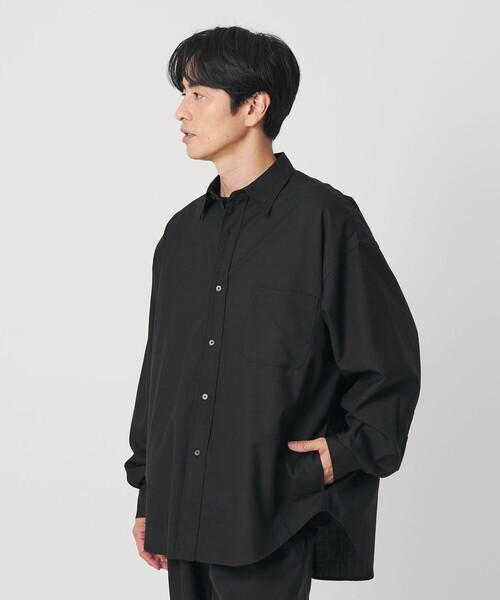 H BEAUTY&YOUTH ウールキャンバス ジップシャツ Mサイズ ブラック H BEAUTY&YOUTH ウールキャンバス ジップシャツ Mサイズ ブラック H