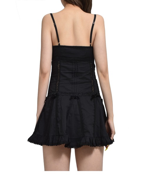 Nodress(ノードレス)の「NODRESS BLACK LACE TRIM PLEATED COTTON DRESS(ドレス・レディース・ブラック・SMALL)」の2枚目の写真