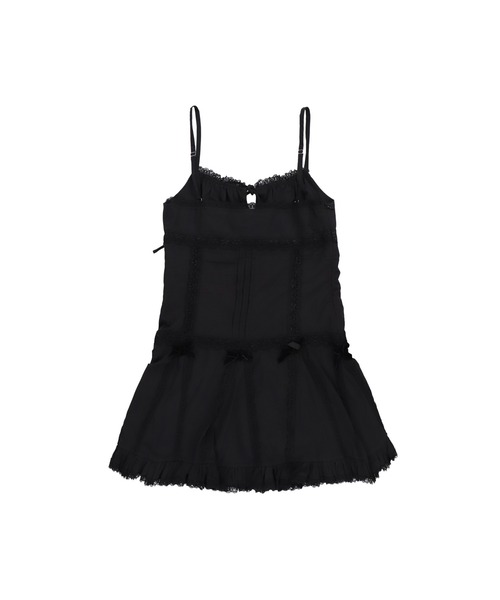 NODRESS BLACK LACE TRIM PLEATED COTTON DRESS（ドレス）｜Nodress