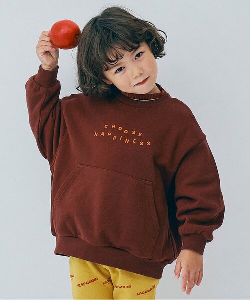 p.premier（ピードットプルミエ）の「【ジュニア対応】ロゴ刺繍ポケットトレーナー（スウェット・キッズ・グレー/サックスブルー/ベビーピンク/キャメル/ダークブラウン/イエロー・80/90/100/110/120/130/140）」の3枚目の写真