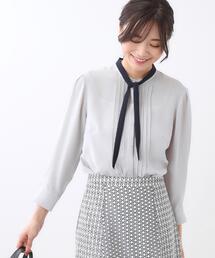 Reflect（リフレクト）の「【配色ボウタイ付き】八分袖ジョーゼットブラウス（シャツ/ブラウス）」