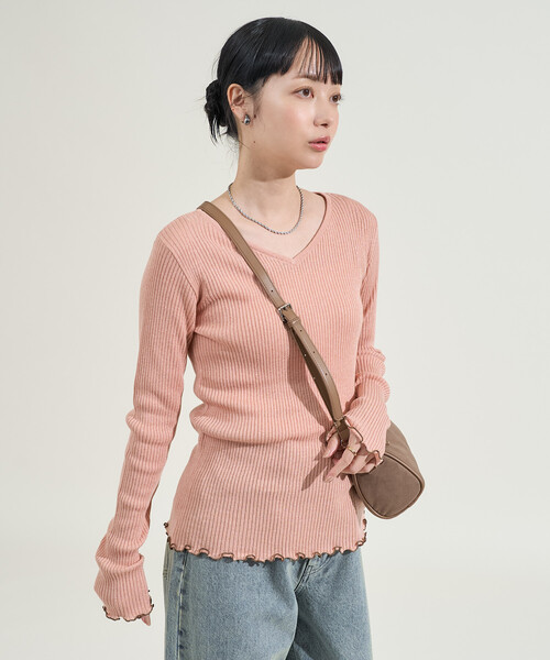 セール】ウォッシャブル ラメ Vネックニット（ニット/セーター