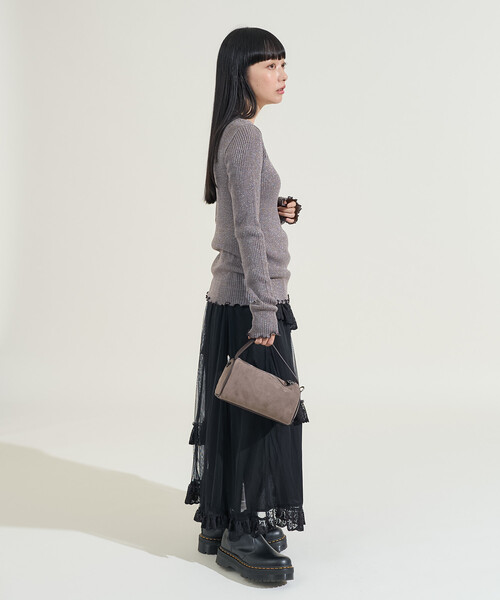 FREAK'S STORE(フリークスストア)の「ウォッシャブル ラメ Vネックニット(ニット/セーター・レディース・ブラック/サックスブルー/ライトグレー/ピンク・フリ-)」の10枚目の写真
