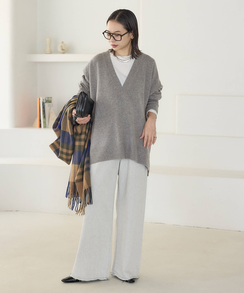 JOURNAL STANDARD（ジャーナルスタンダード）の「《追加2》MUSIC DEEP V ルーズプルオーバー（ニット/セーター・レディース・アーミー/ブラック/ベージュ/ピンク/ライトグレー・FREE）」の15枚目の写真