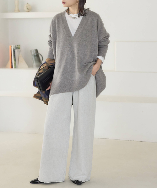 JOURNAL STANDARD（ジャーナルスタンダード）の「《追加2》MUSIC DEEP V ルーズプルオーバー（ニット/セーター・レディース・アーミー/ブラック/ベージュ/ピンク/ライトグレー・FREE）」の16枚目の写真