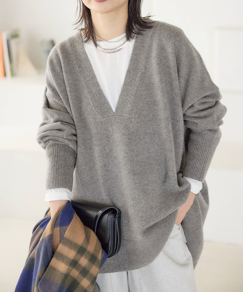 JOURNAL STANDARD（ジャーナルスタンダード）の「《追加2》MUSIC DEEP V ルーズプルオーバー（ニット/セーター・レディース・アーミー/ブラック/ベージュ/ピンク/ライトグレー・FREE）」の18枚目の写真