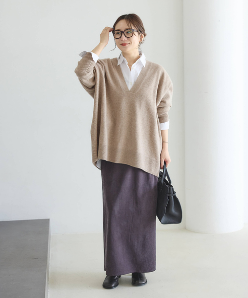 JOURNAL STANDARD（ジャーナルスタンダード）の「《追加2》MUSIC DEEP V ルーズプルオーバー（ニット/セーター・レディース・アーミー/ブラック/ベージュ/ピンク/ライトグレー・FREE）」の21枚目の写真