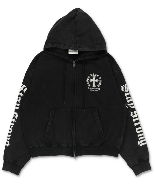 内田金吾くん着用】短丈ダブルジップパーカー/クロスロゴ