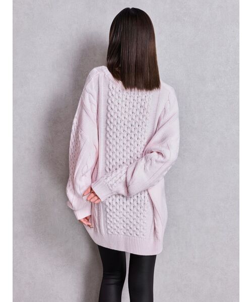 GYDA（ジェイダ）の「GGサガラ刺繍ケーブルニットトップス（ニット/セーター・レディース・ピンク/グレー/オフホワイト/ブラック・FREE）」の14枚目の写真