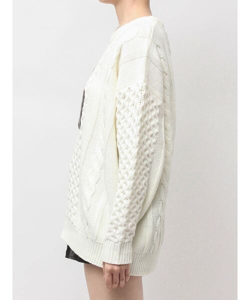 GYDA（ジェイダ）の「GGサガラ刺繍ケーブルニットトップス（ニット/セーター・レディース・ピンク/グレー/オフホワイト/ブラック・FREE）」の20枚目の写真