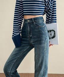 HANDO | [高身長サイズMT/低身長サイズS有り]美脚シルエットを叶える、ストレートデニム オフィスカジュアル きれいめカジュアル 韓国(デニムパンツ)