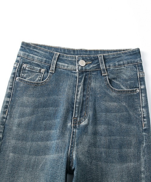 HANDO（ハンド）の「[高身長サイズMT/低身長サイズS有り]美脚シルエットを叶える、ストレートデニム オフィスカジュアル きれいめカジュアル 韓国（デニムパンツ・レディース・ブラック/ブルー・S/M/L/XL/XXL）」の11枚目の写真