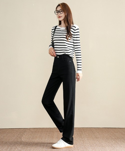 HANDO（ハンド）の「[高身長サイズMT/低身長サイズS有り]美脚シルエットを叶える、ストレートデニム オフィスカジュアル きれいめカジュアル 韓国（デニムパンツ・レディース・ブラック/ブルー・S/M/L/XL/XXL）」の19枚目の写真