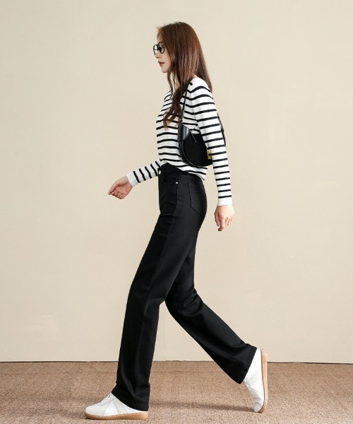 HANDO（ハンド）の「[高身長サイズMT/低身長サイズS有り]美脚シルエットを叶える、ストレートデニム オフィスカジュアル きれいめカジュアル 韓国（デニムパンツ・レディース・ブラック/ブルー・S/M/L/XL/XXL）」の20枚目の写真