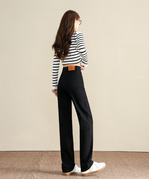 HANDO（ハンド）の「[高身長サイズMT/低身長サイズS有り]美脚シルエットを叶える、ストレートデニム オフィスカジュアル きれいめカジュアル 韓国（デニムパンツ・レディース・ブラック/ブルー・S/M/L/XL/XXL）」の21枚目の写真