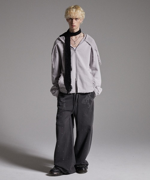 GRANCY ラインストーンデザイン ダメージ スウェットパンツ S GRANCY（グランシー）の「【GRANCY】LinestoneDesign Damage