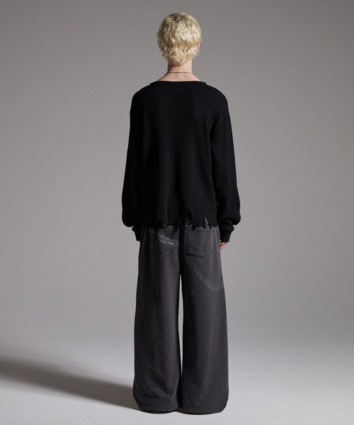 GRANCY スウェットパンツ　ラインストーン　M GRANCY】Rhinestone Design Layered Sweatpants / ライン