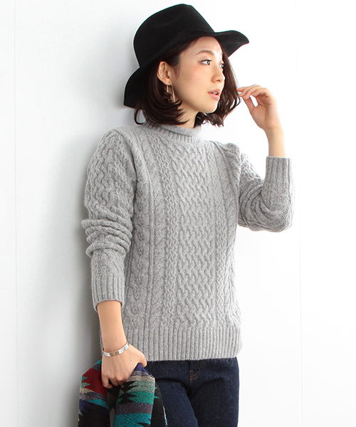 B:MING by BEAMS（ビーミングバイビームス）の「ビーミング by ビームス / ケーブルプルオーバー 2（ニット/セーター・レディース・チャコールグレー/ネイビー/ホワイト/ライトグレー・ONE SIZE）」の3枚目の写真