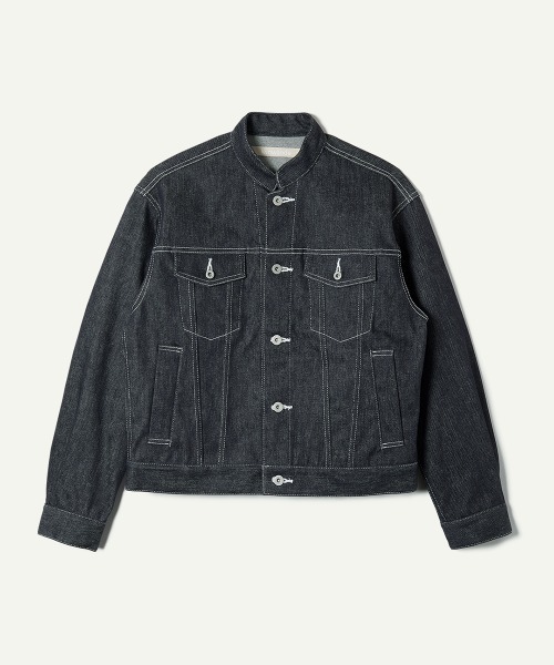 leinwande(ラインヴァンド)の「【leinwande】Stand Collar Denim Jacket(デニムジャケット・レディース・ブルー/ブラック・ONE SIZE)」の1枚目の写真