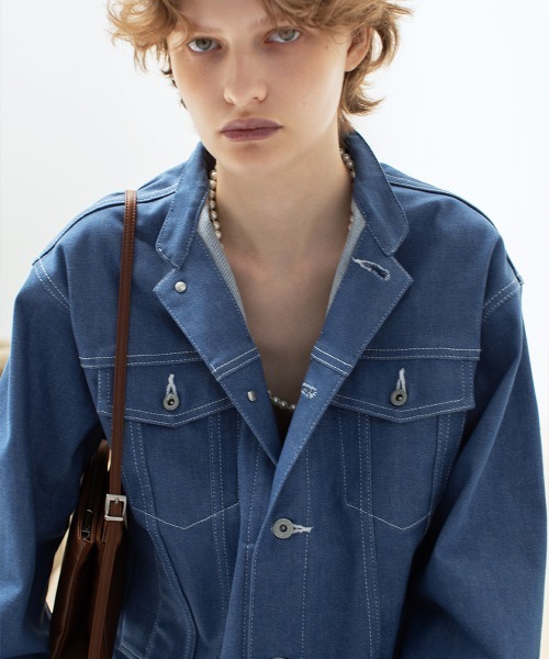 leinwande(ラインヴァンド)の「【leinwande】Stand Collar Denim Jacket(デニムジャケット・レディース・ブルー/ブラック・ONE SIZE)」の16枚目の写真