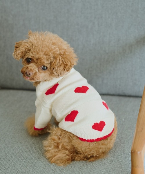 ROPE' PICNIC（ロペピクニック）の「【DOG】ランダムハートニット（ペットウェア・レディース・ブラック/レッド・M size/S/M/L）」の2枚目の写真