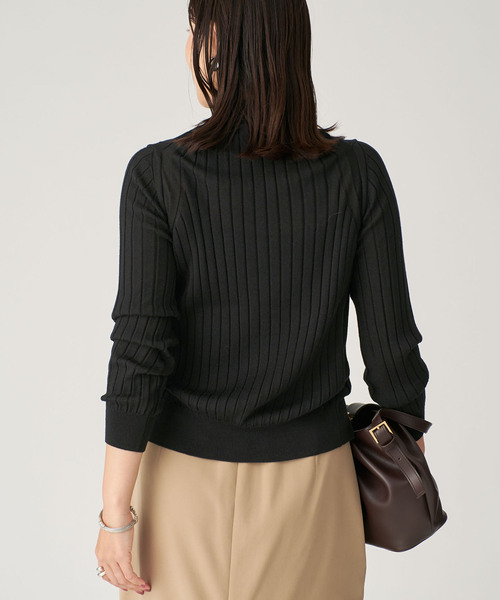 SLOANE(スローン)の「SLOANE スローン 18Gワイドリブポロカーディガン SL10W-9 44(カーディガン/ボレロ・レディース・ブラック/ネイビー・SMALL)」の5枚目の写真