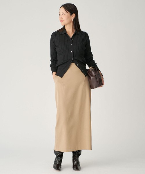 SLOANE(スローン)の「SLOANE スローン 18Gワイドリブポロカーディガン SL10W-9 44(カーディガン/ボレロ・レディース・ブラック/ネイビー・SMALL)」の8枚目の写真