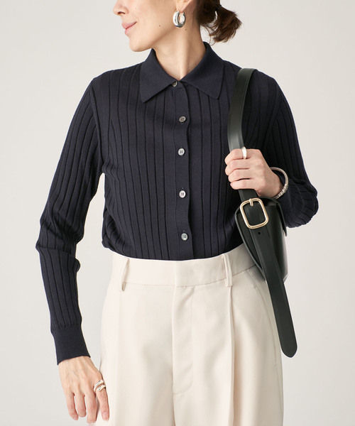 スローガン SLOANE スローン 18Gワイドリブポロカーディガン SL10W-9 44