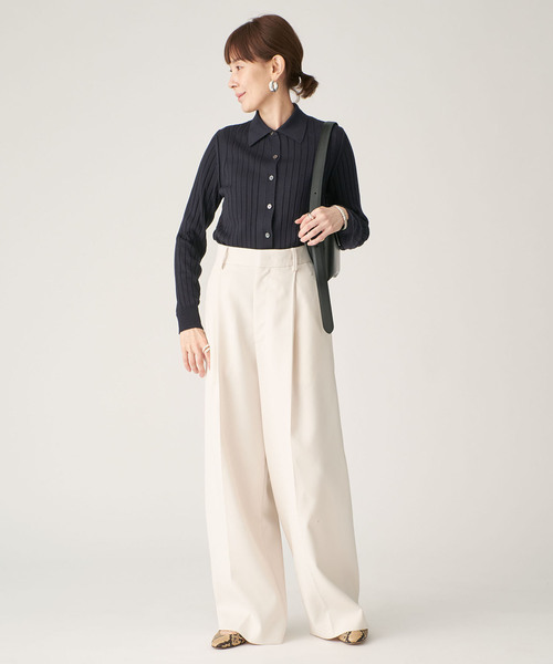 SLOANE(スローン)の「SLOANE スローン 18Gワイドリブポロカーディガン SL10W-9 44(カーディガン/ボレロ・レディース・ブラック/ネイビー・SMALL)」の13枚目の写真