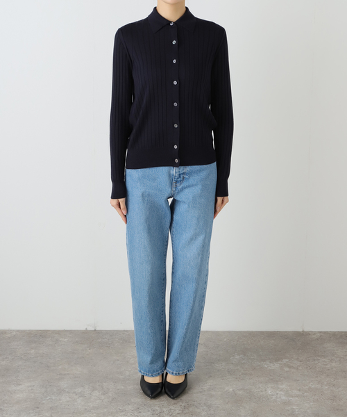 SLOANE(スローン)の「SLOANE スローン 18Gワイドリブポロカーディガン SL10W-9 44(カーディガン/ボレロ・レディース・ブラック/ネイビー・SMALL)」の16枚目の写真