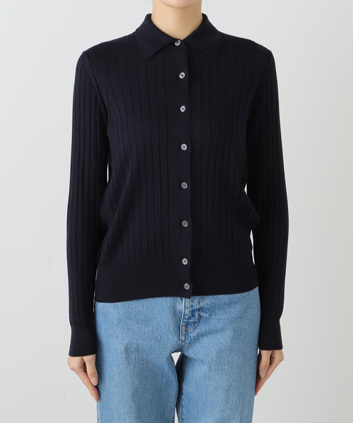 SLOANE(スローン)の「SLOANE スローン 18Gワイドリブポロカーディガン SL10W-9 44(カーディガン/ボレロ・レディース・ブラック/ネイビー・SMALL)」の17枚目の写真