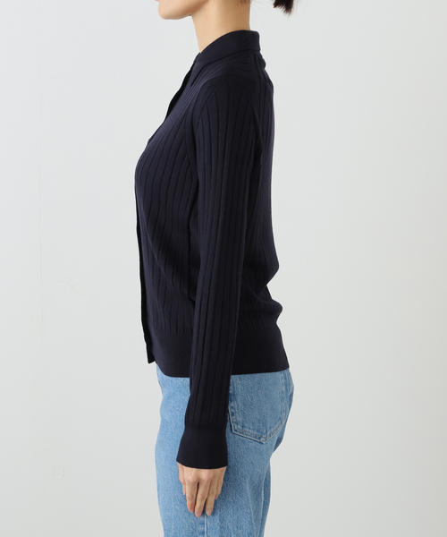 SLOANE(スローン)の「SLOANE スローン 18Gワイドリブポロカーディガン SL10W-9 44(カーディガン/ボレロ・レディース・ブラック/ネイビー・SMALL)」の18枚目の写真