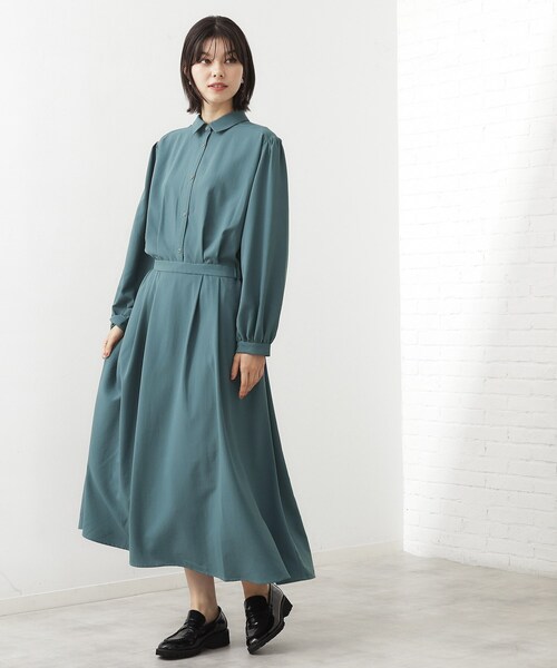 THE SHOP TK （ザ ショップ ティーケー ）の「【春まで着られる】フィット＆フレア長袖ワンピース（ワンピース・レディース・スミクロ/ブルー・14/13/12）」の2枚目の写真