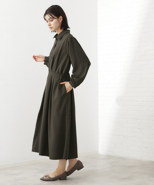 THE SHOP TK （ザ ショップ ティーケー ）の「【春まで着られる】フィット＆フレア長袖ワンピース（ワンピース・レディース・スミクロ/ブルー・14/13/12）」の8枚目の写真