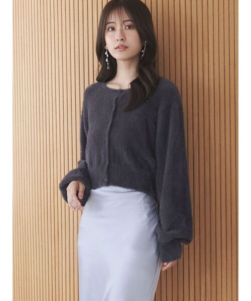 MERCURYDUO(マーキュリーデュオ)の「ミニシャギークルーネックカーディガン(カーディガン/ボレロ・レディース・アイボリー/グレー/ベビーピンク/ラベンダー・FREE)」の8枚目の写真