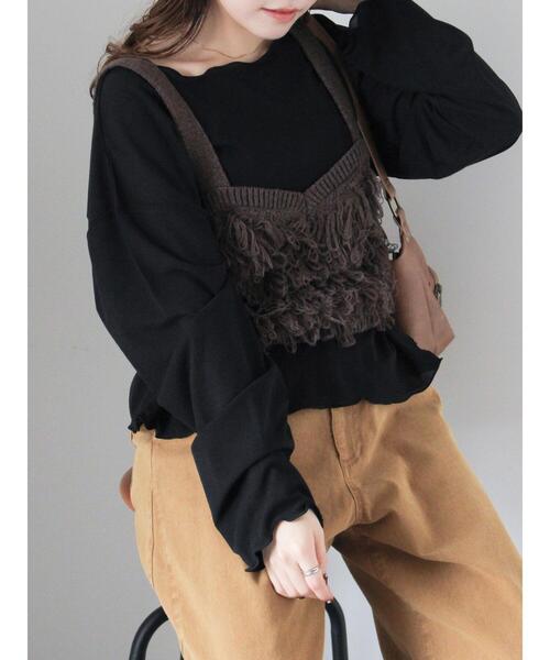 ehka sopo(エヘカソポ)の「◎シアーメローカットソー(Tシャツ/カットソー・レディース・ブラック/オフホワイト/ベージュ・F)」の13枚目の写真