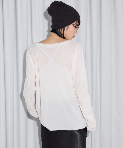 leimn(レイムン)の「ベロアTシャツ(Tシャツ/カットソー・レディース・チャコールグレー/ホワイト・M)」の4枚目の写真