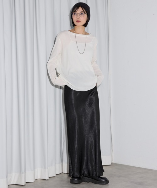 leimn(レイムン)の「ベロアTシャツ(Tシャツ/カットソー・レディース・チャコールグレー/ホワイト・M)」の5枚目の写真