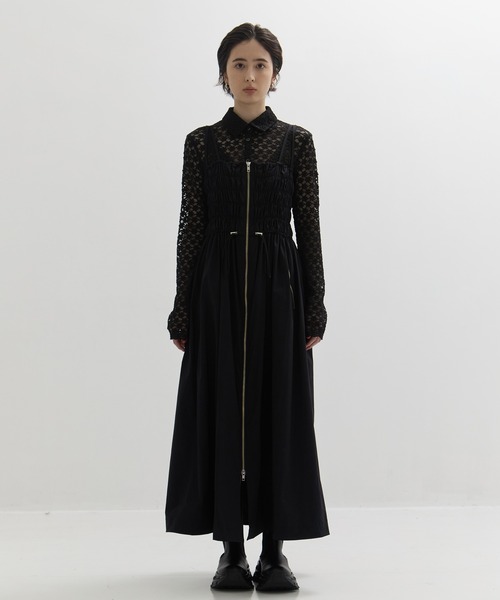 セール】【STUDIOUS/ステュディオス】SHIRRING ZIP CAMISOLE DRESS