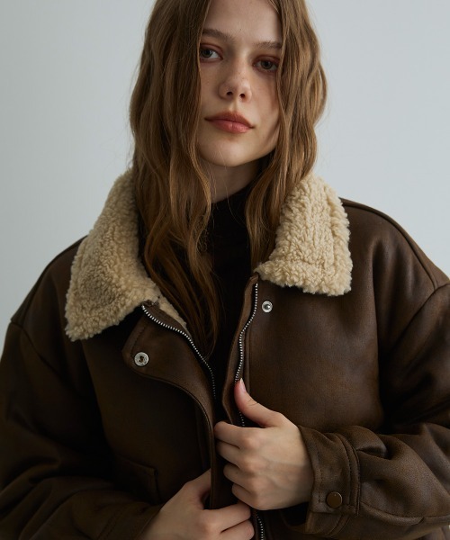 セール】オーバーサイズムートンライクジャケット（ブルゾン）｜Clum