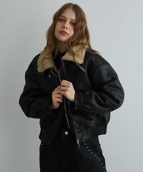 セール】オーバーサイズムートンライクジャケット（ブルゾン）｜Clum