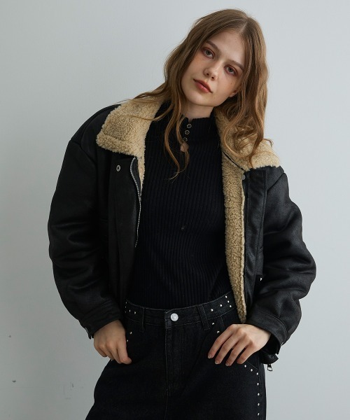 COLUMN コラム ブルゾン レディース 【古着】【中古】 セール】オーバーサイズムートンライクジャケット（ブルゾン）｜Clum